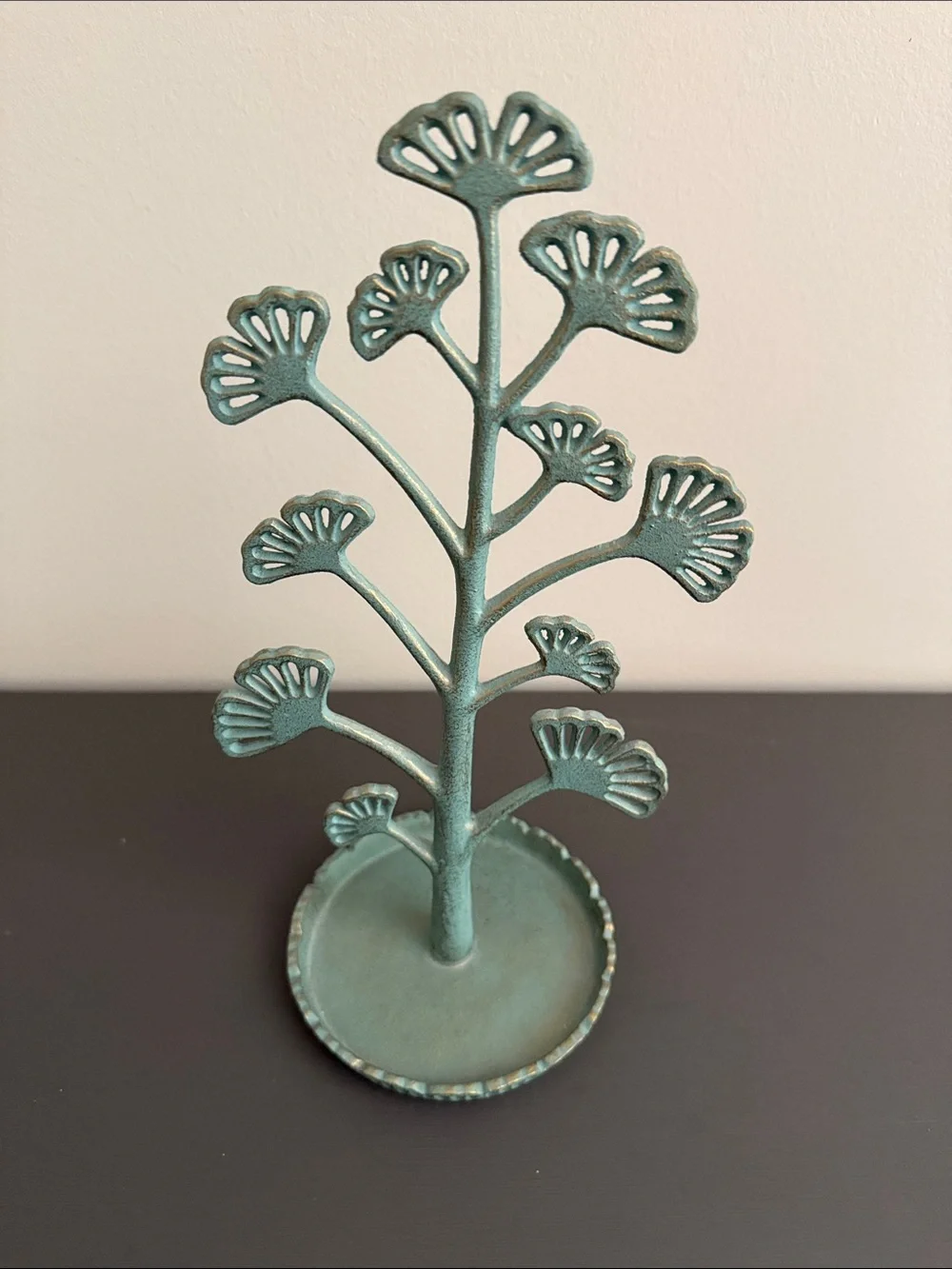 Pier 1 Gingko Leaf Metal Jewelry Tree - Teal Green